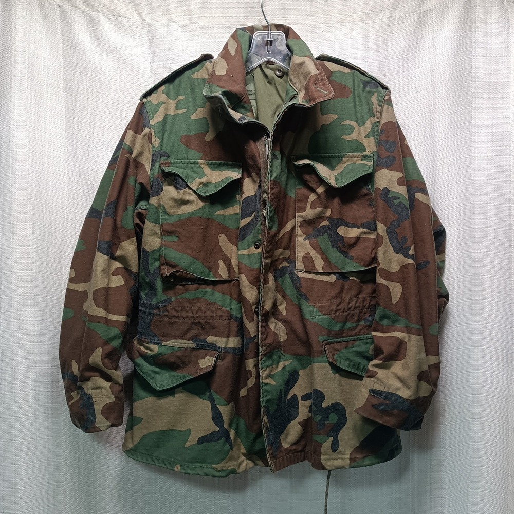 Vintage US Military M65 Field‎ Jacket S Short Woodland Camo USGI Combat Coat 80s